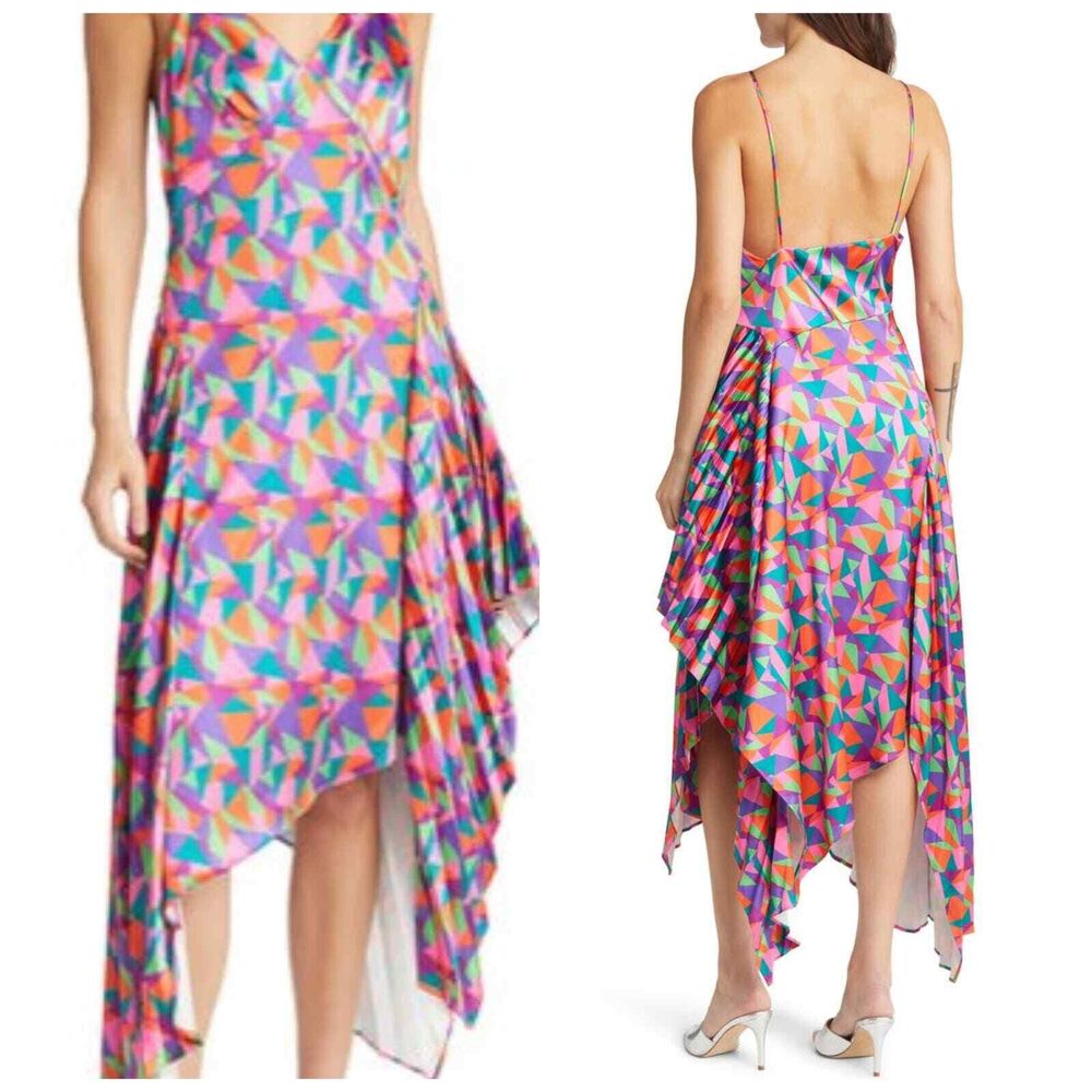 Area Stars Women's Geometric Print Handkerchief Hem Dress NWT 198 Sz S